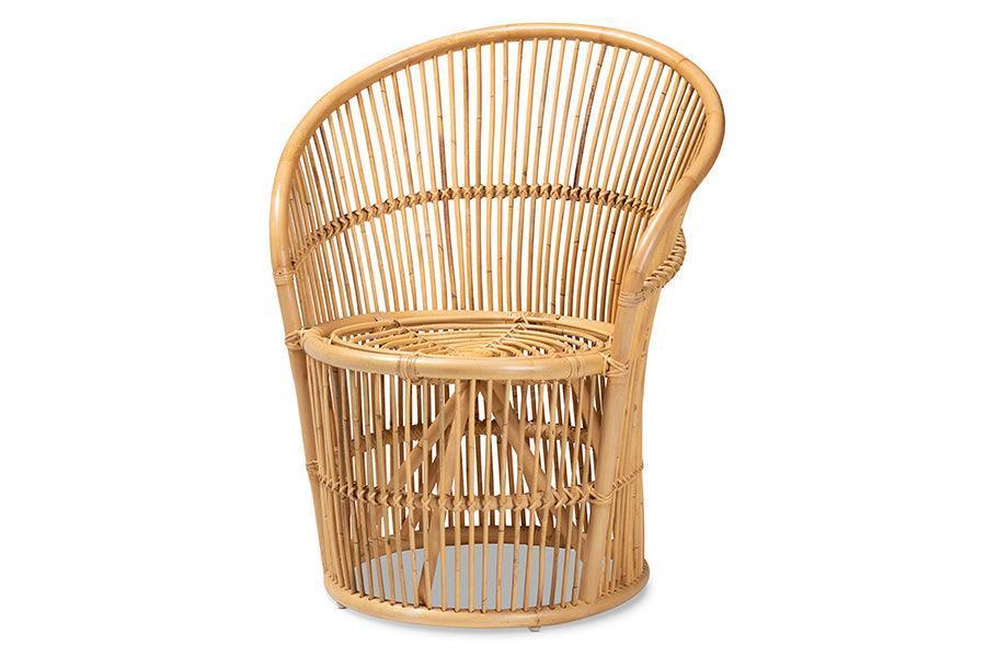 Narva Modern Bohemian Natural Brown Rattan Accent Chair FredCo