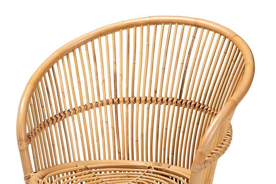 Narva Modern Bohemian Natural Brown Rattan Accent Chair FredCo