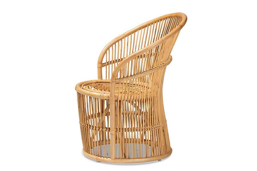 Narva Modern Bohemian Natural Brown Rattan Accent Chair FredCo