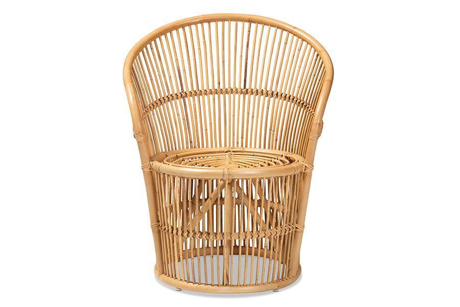 Narva Modern Bohemian Natural Brown Rattan Accent Chair FredCo