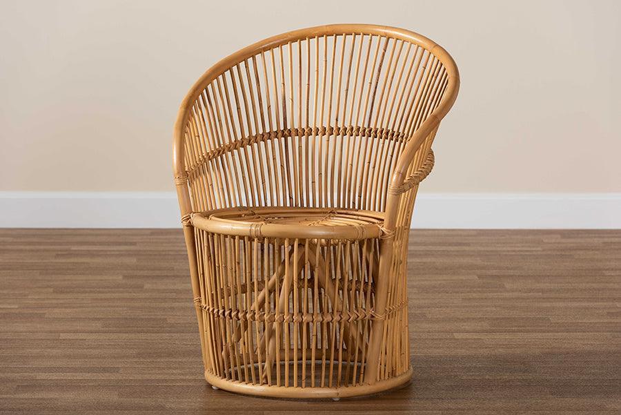 Narva Modern Bohemian Natural Brown Rattan Accent Chair FredCo