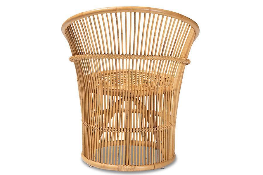 Narva Modern Bohemian Natural Brown Rattan Accent Chair FredCo