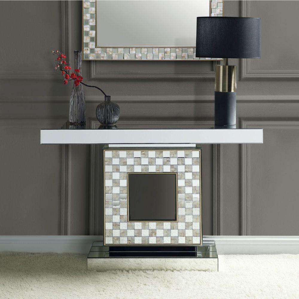 Nasa Console Table Mirrored & Mother of Pearl FredCo
