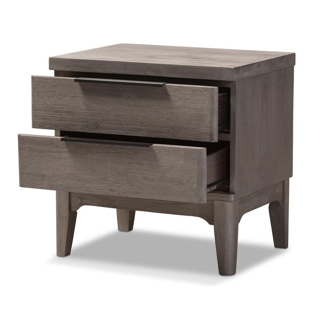 Nash Rustic Platinum Wood 2-Drawer Nightstand FredCo