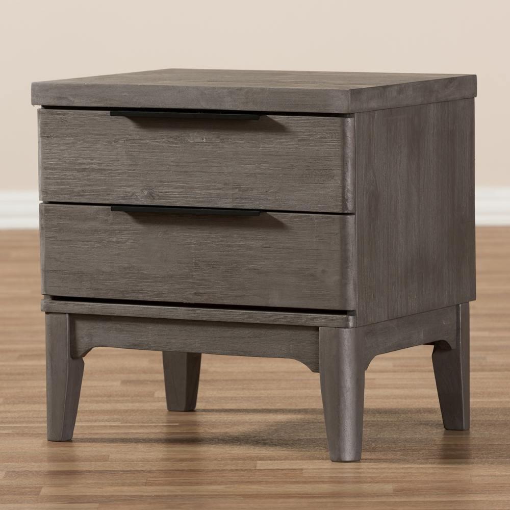 Nash Rustic Platinum Wood 2-Drawer Nightstand FredCo