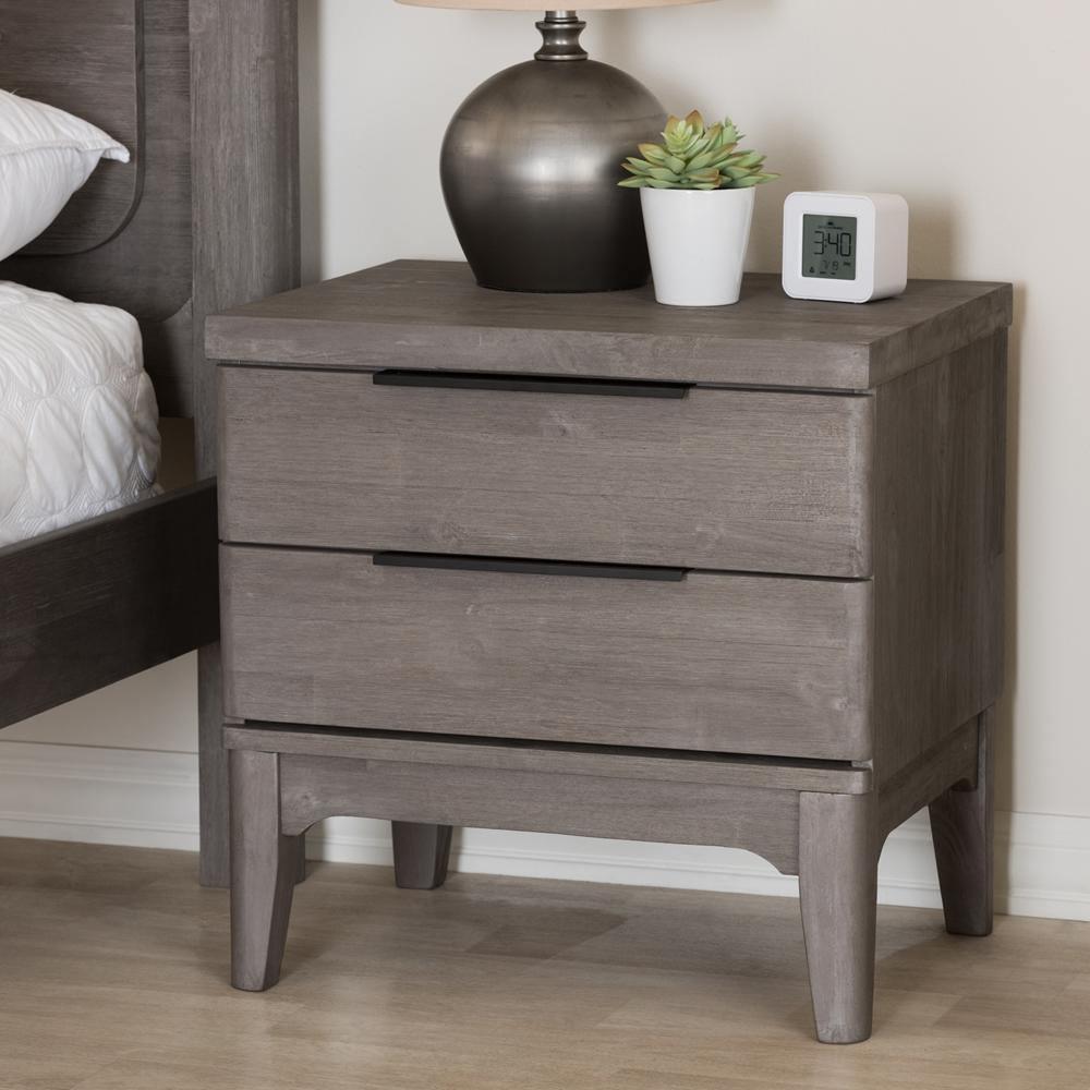Nash Rustic Platinum Wood 2-Drawer Nightstand FredCo