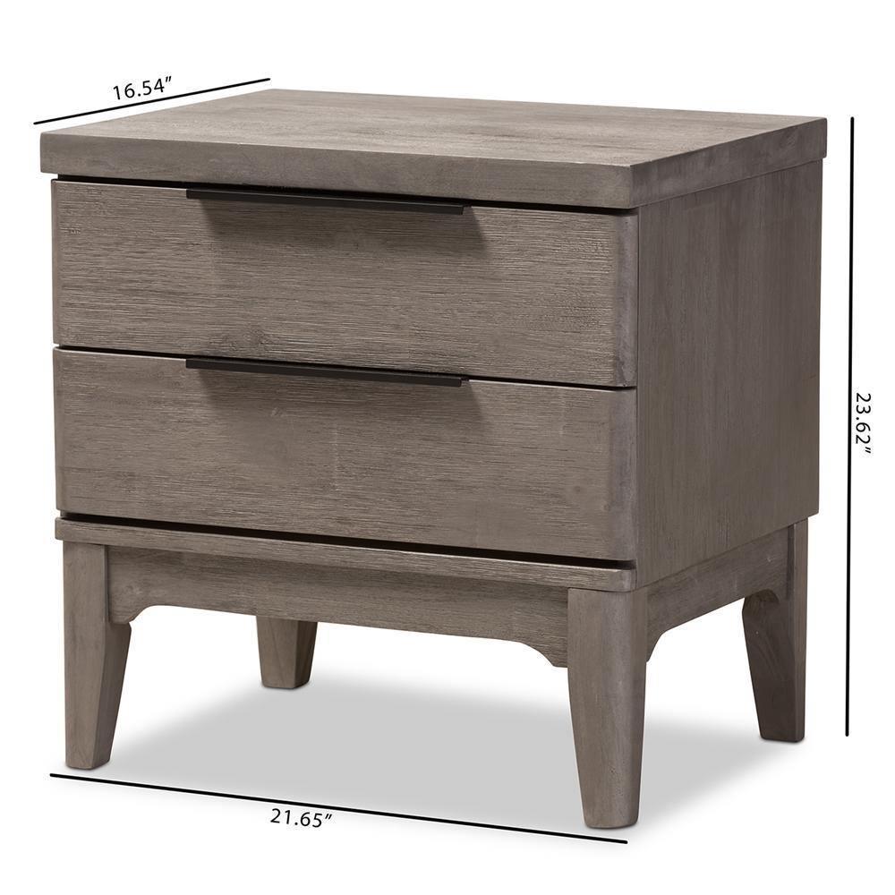 Nash Rustic Platinum Wood 2-Drawer Nightstand FredCo