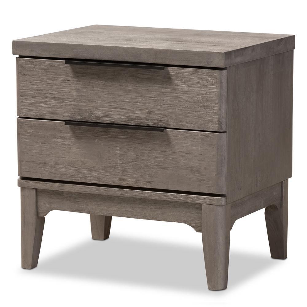 Nash Rustic Platinum Wood 2-Drawer Nightstand FredCo