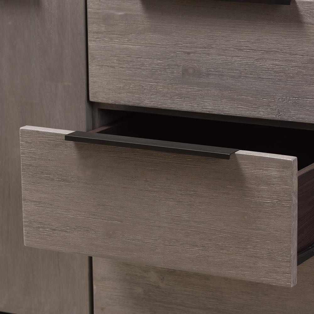 Nash Rustic Platinum Wood 3-Drawer Sideboard Buffet FredCo