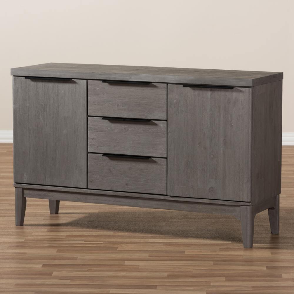 Nash Rustic Platinum Wood 3-Drawer Sideboard Buffet FredCo