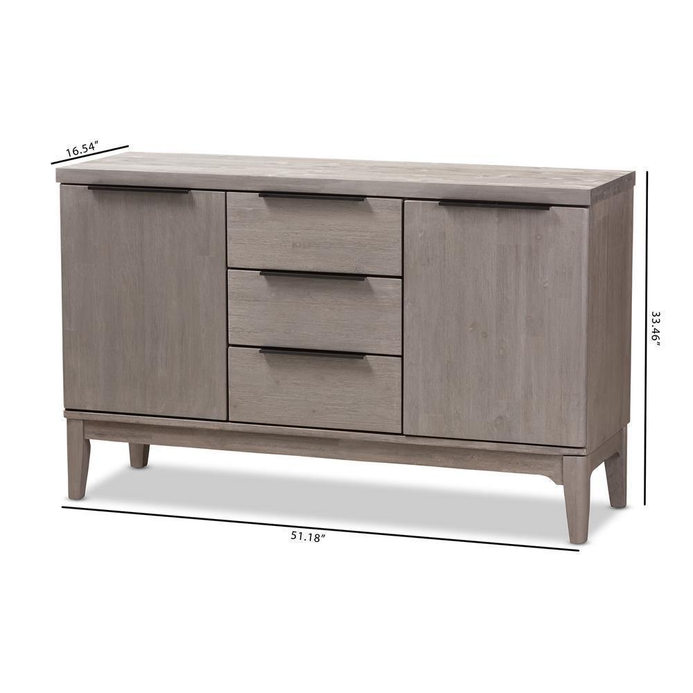 Nash Rustic Platinum Wood 3-Drawer Sideboard Buffet FredCo
