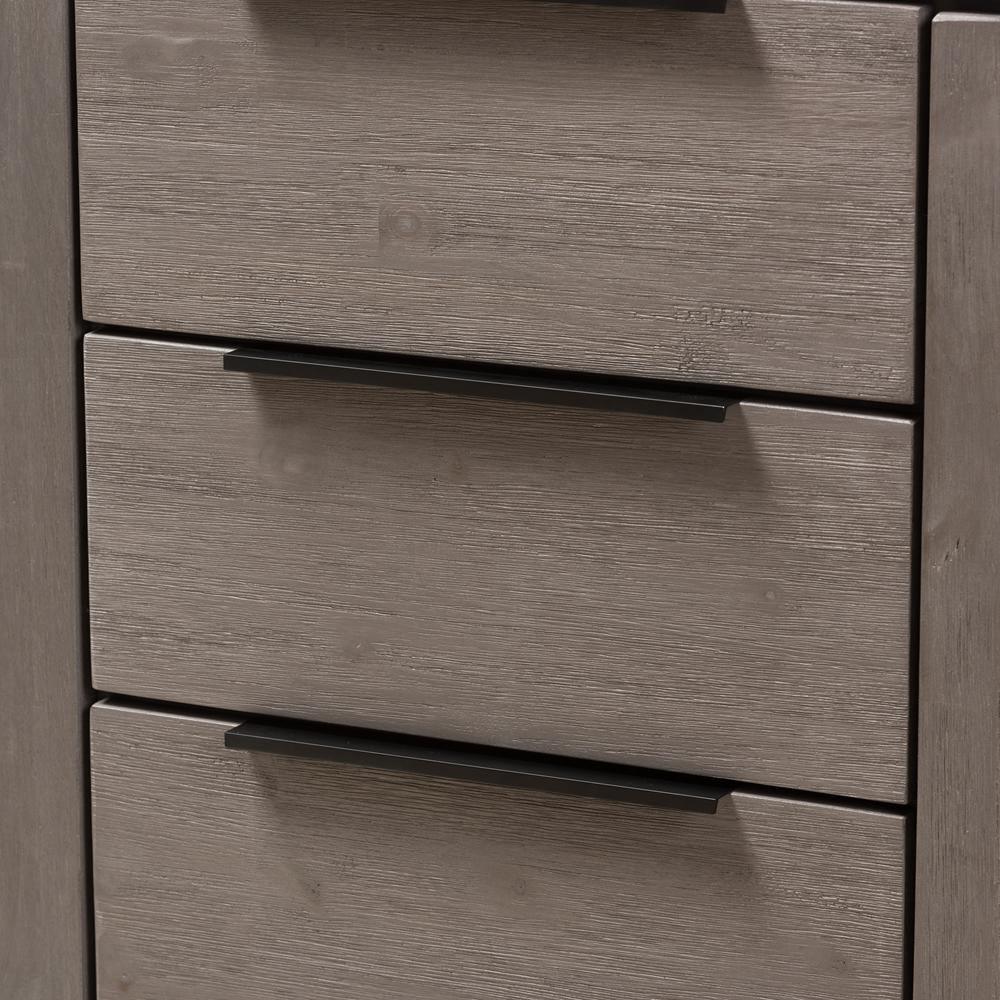 Nash Rustic Platinum Wood 3-Drawer Sideboard Buffet FredCo