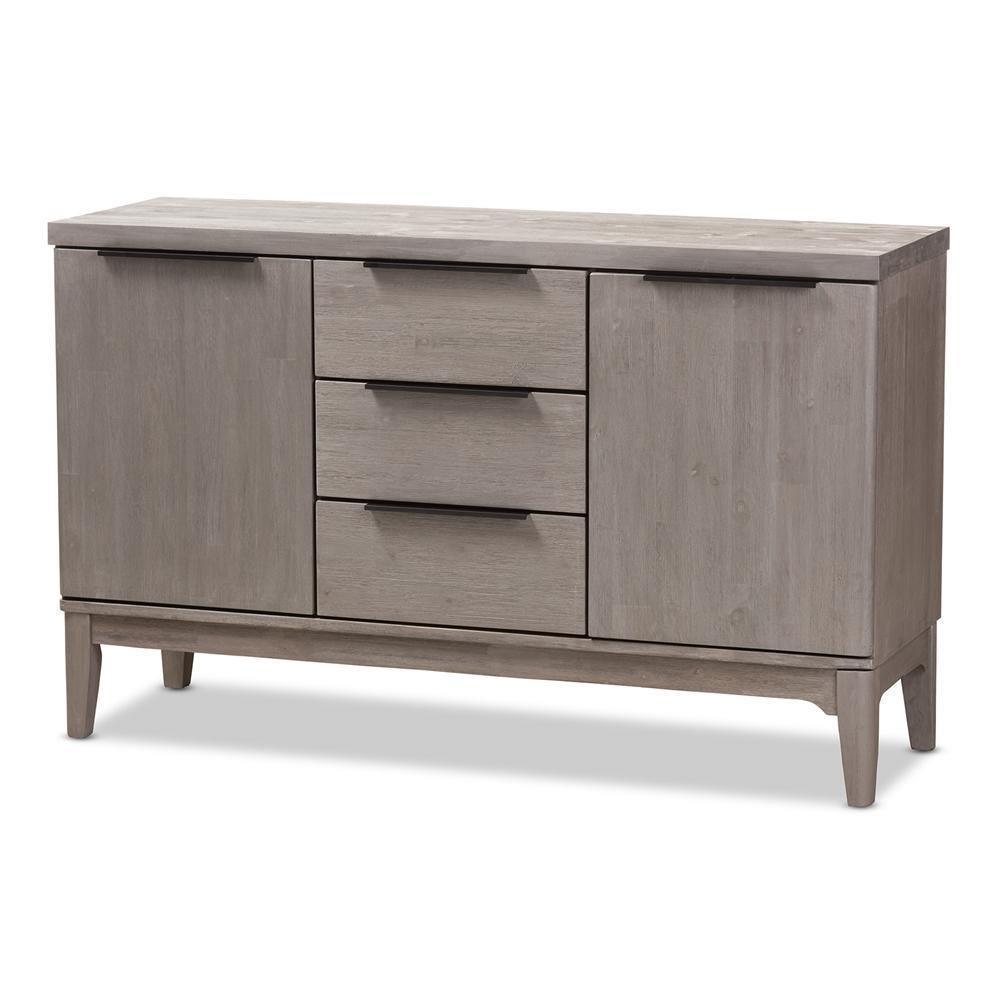 Nash Rustic Platinum Wood 3-Drawer Sideboard Buffet FredCo