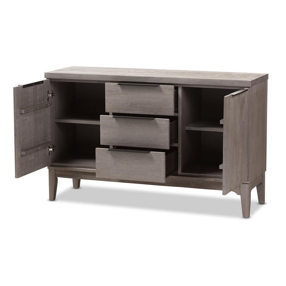Nash Rustic Platinum Wood 3-Drawer Sideboard Buffet FredCo