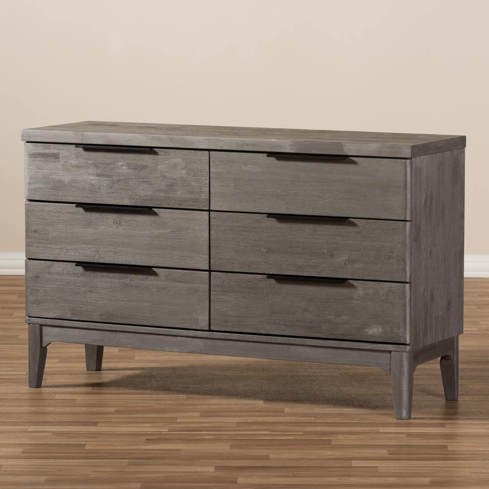 Nash Rustic Platinum Wood 6-Drawer Dresser FredCo