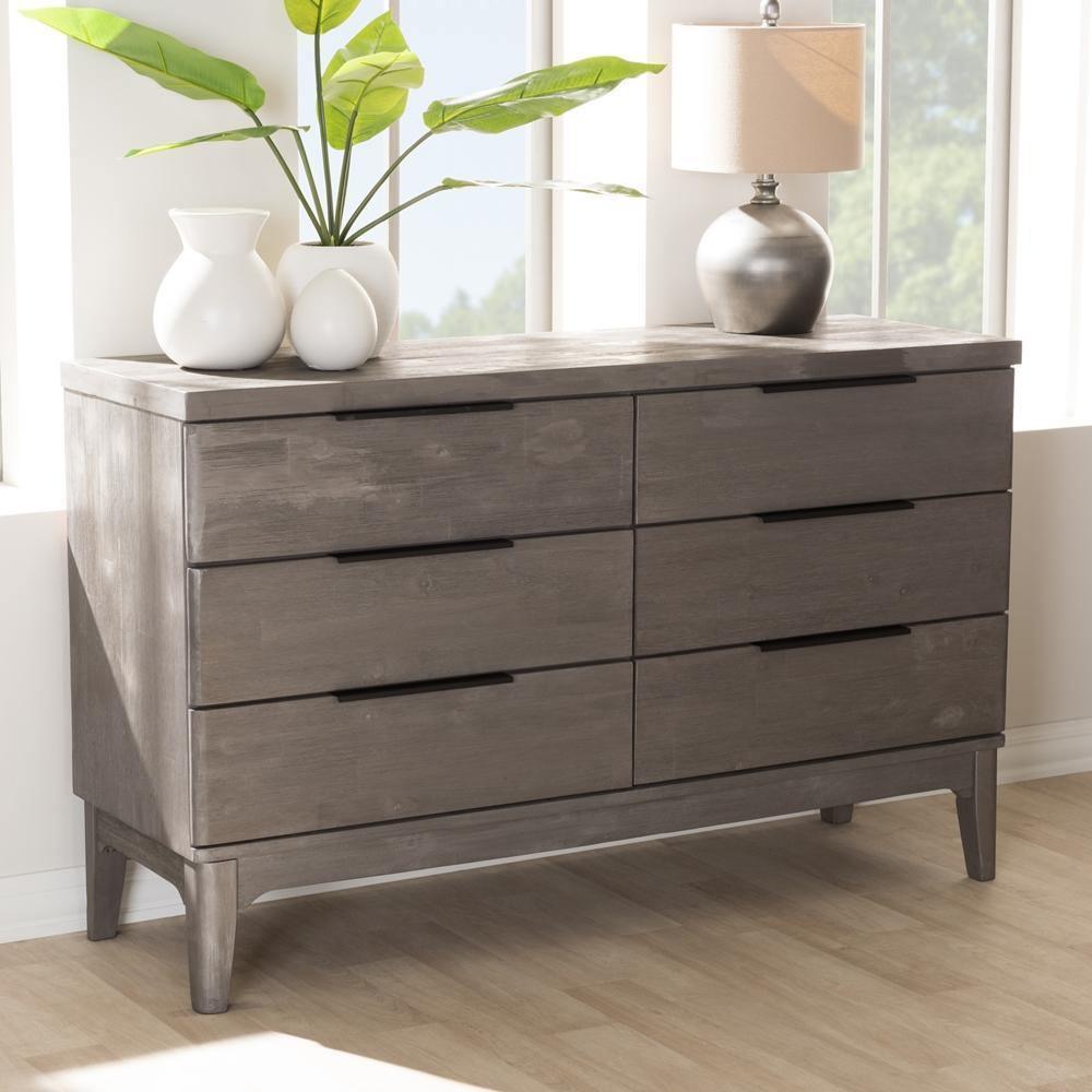 Nash Rustic Platinum Wood 6-Drawer Dresser FredCo