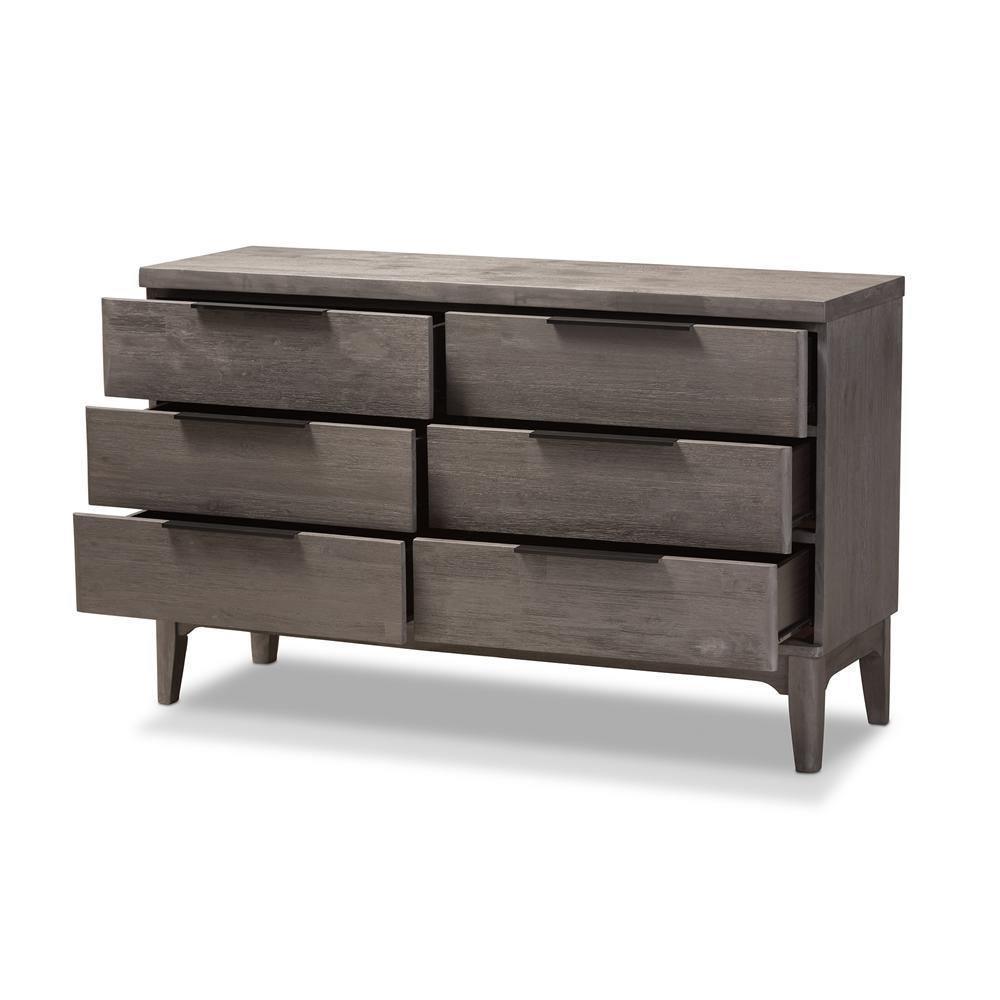 Nash Rustic Platinum Wood 6-Drawer Dresser FredCo