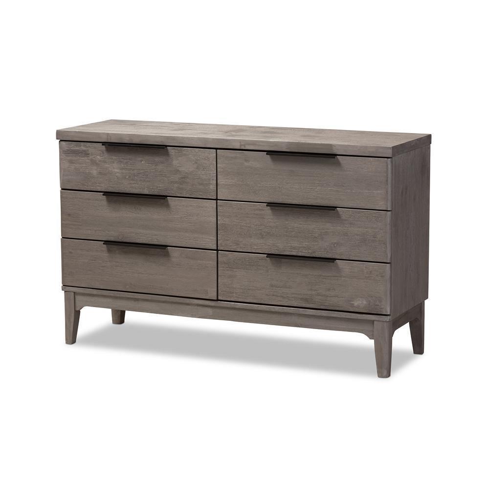 Nash Rustic Platinum Wood 6-Drawer Dresser FredCo