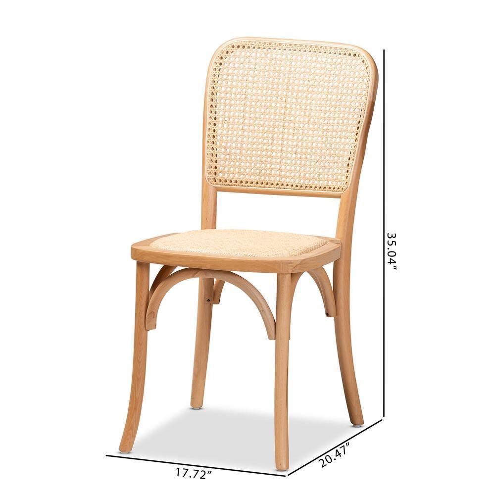 Neah Mid-Century Modern Brown Woven Rattan and Wood 2-Piece Cane Dining Chair Set FredCo
