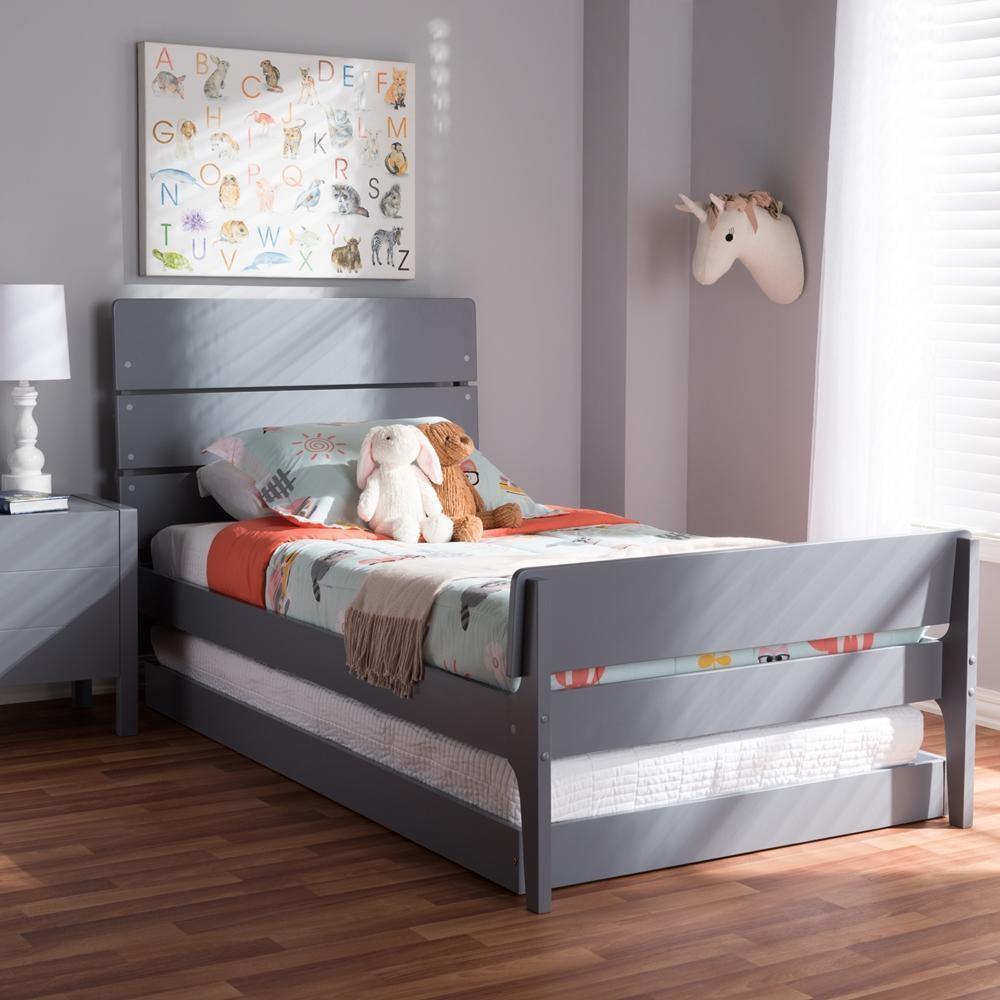Nereida Modern Classic Mission Style Grey-Finished Wood Twin Platform Bed FredCo