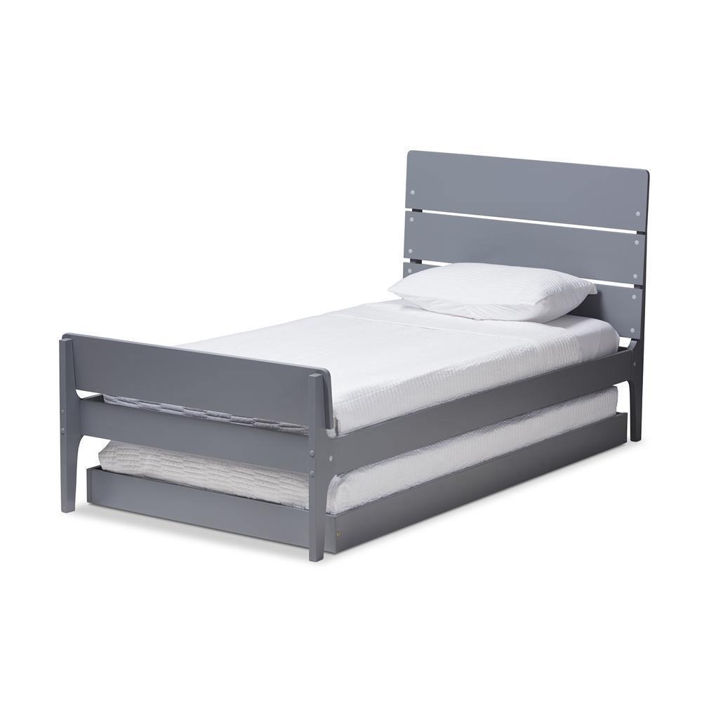 Nereida Modern Classic Mission Style Grey-Finished Wood Twin Platform Bed FredCo