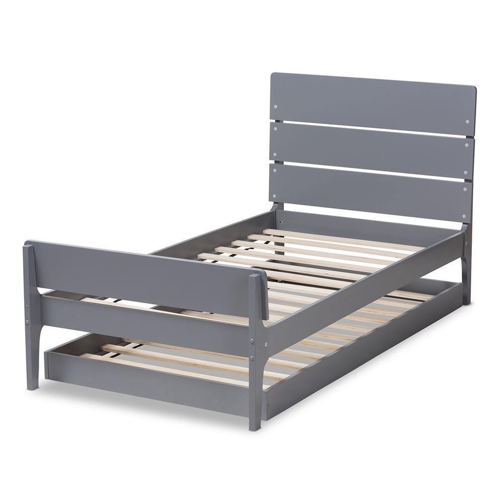 Nereida Modern Classic Mission Style Grey-Finished Wood Twin Platform Bed FredCo