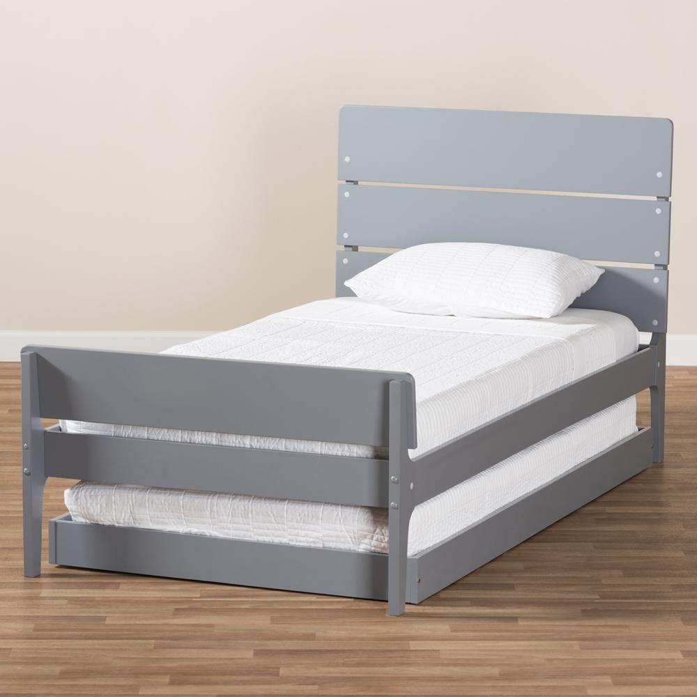 Nereida Modern Classic Mission Style Grey-Finished Wood Twin Platform Bed FredCo