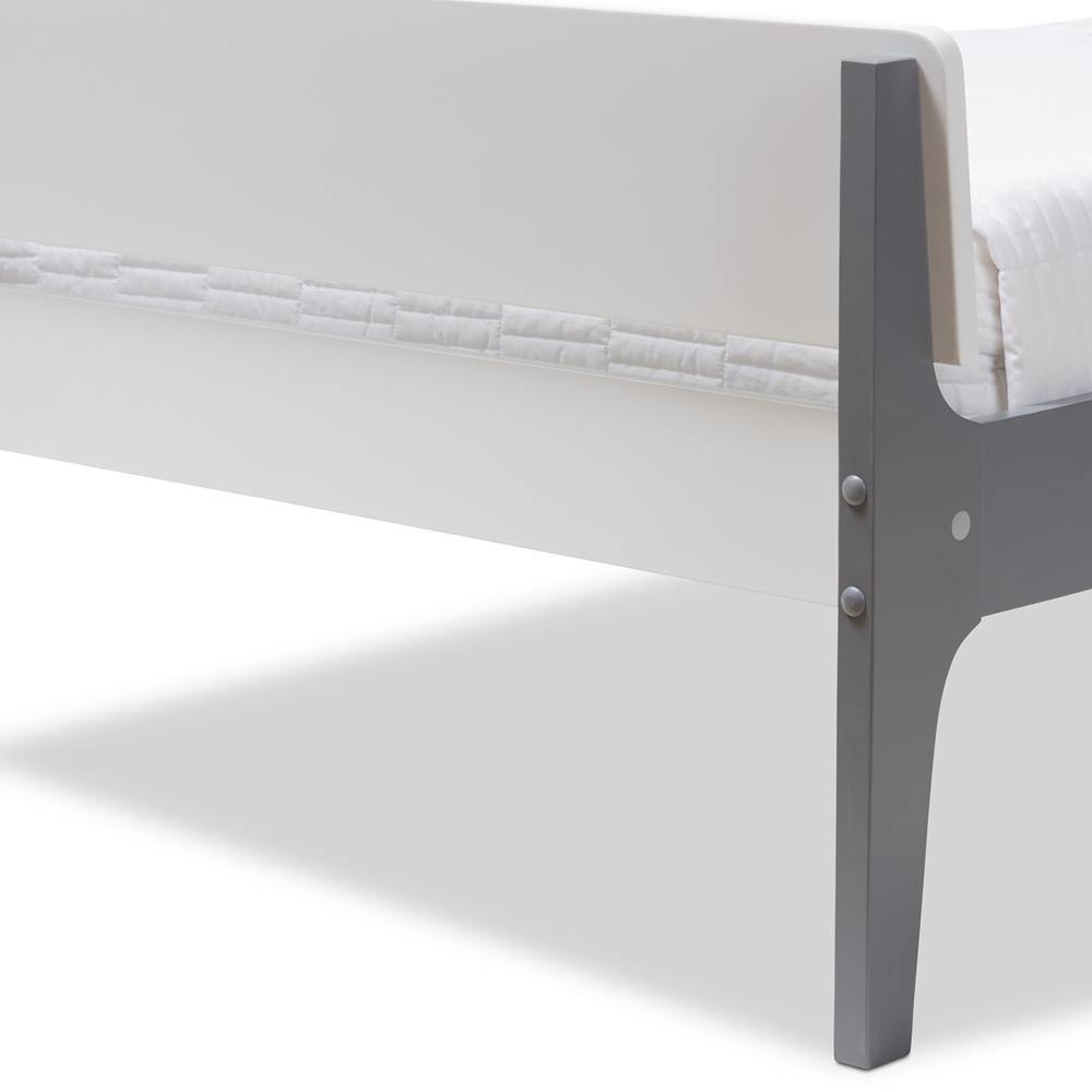 Nereida Modern Classic Mission Style White and Dark Grey-Finished Wood Twin Platform Bed FredCo