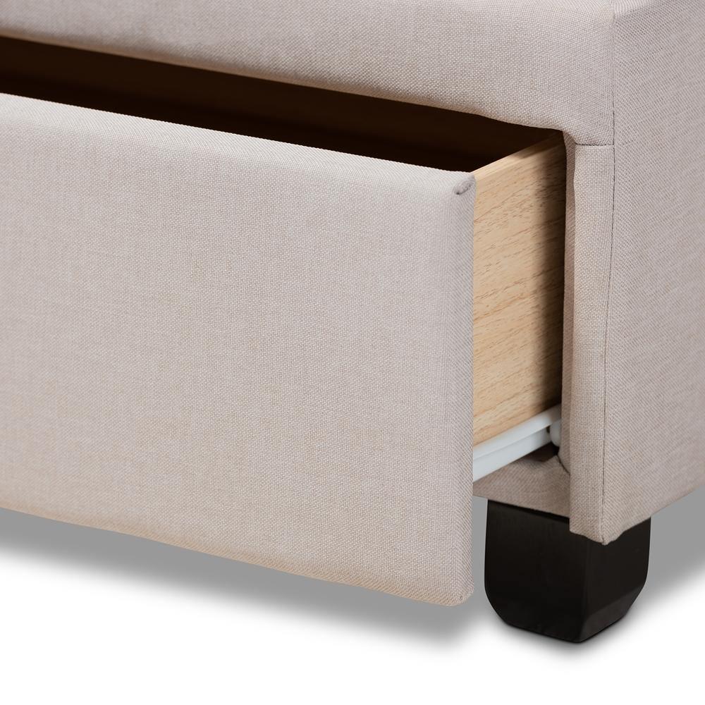 Netti Beige Fabric Upholstered 2-Drawer Queen Size Platform Storage Bed FredCo