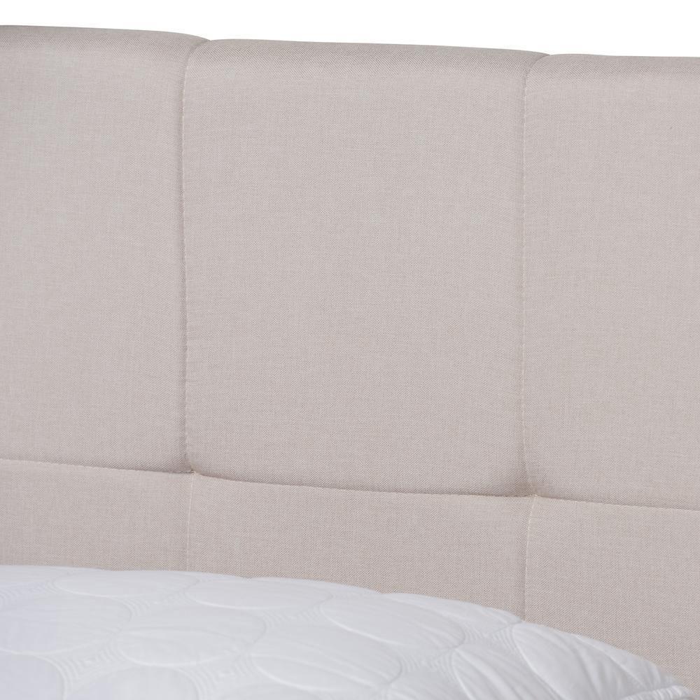 Netti Beige Fabric Upholstered 2-Drawer Queen Size Platform Storage Bed FredCo