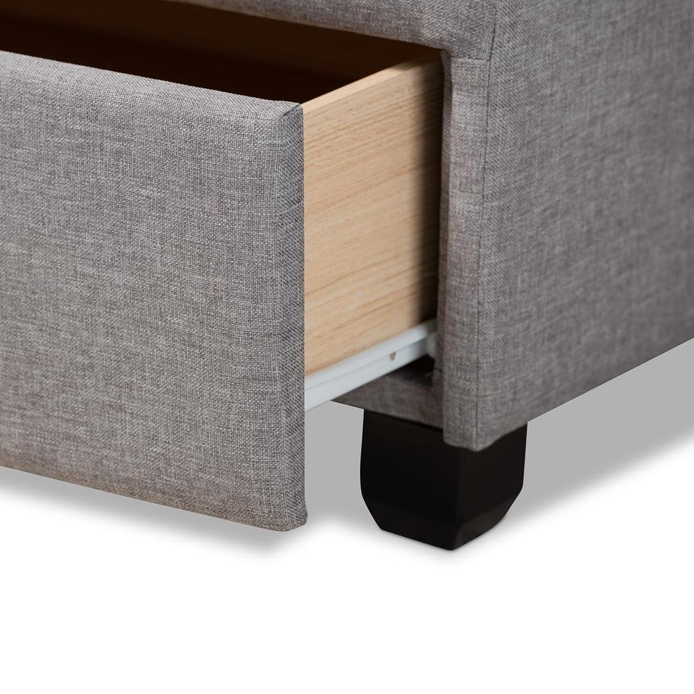 Netti Light Grey Fabric Upholstered 2-Drawer King Size Platform Storage Bed FredCo