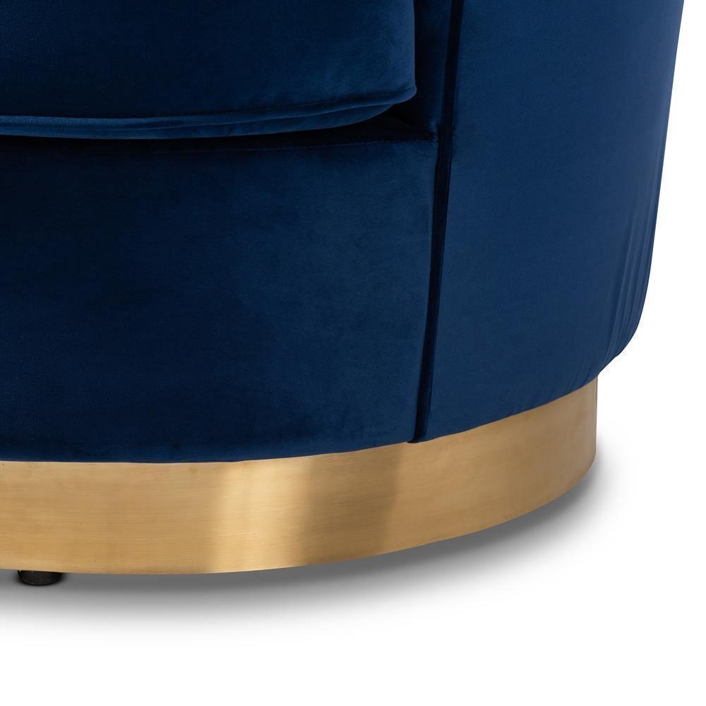 Nevena Glam Royal Blue Velvet Fabric Upholstered Gold-Finished Sofa FredCo