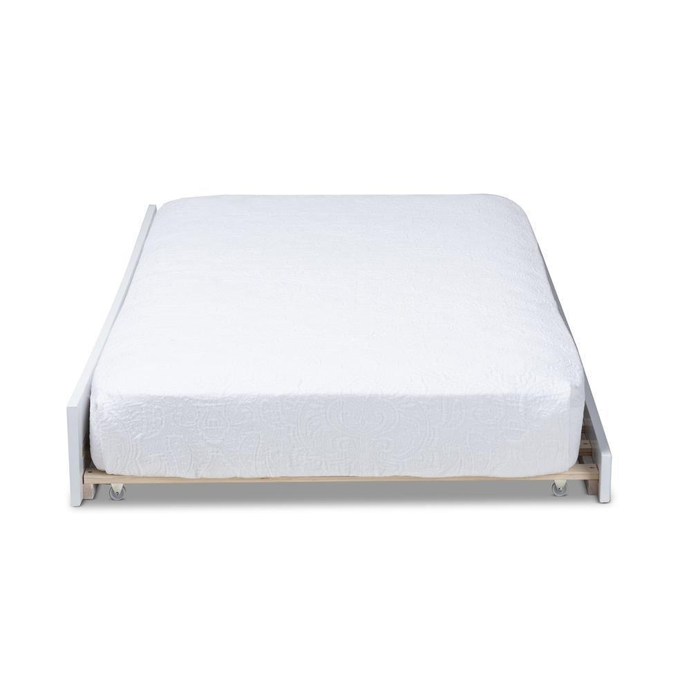 Neves Cottage Farmhouse White Finished Wood Twin Size Trundle FredCo