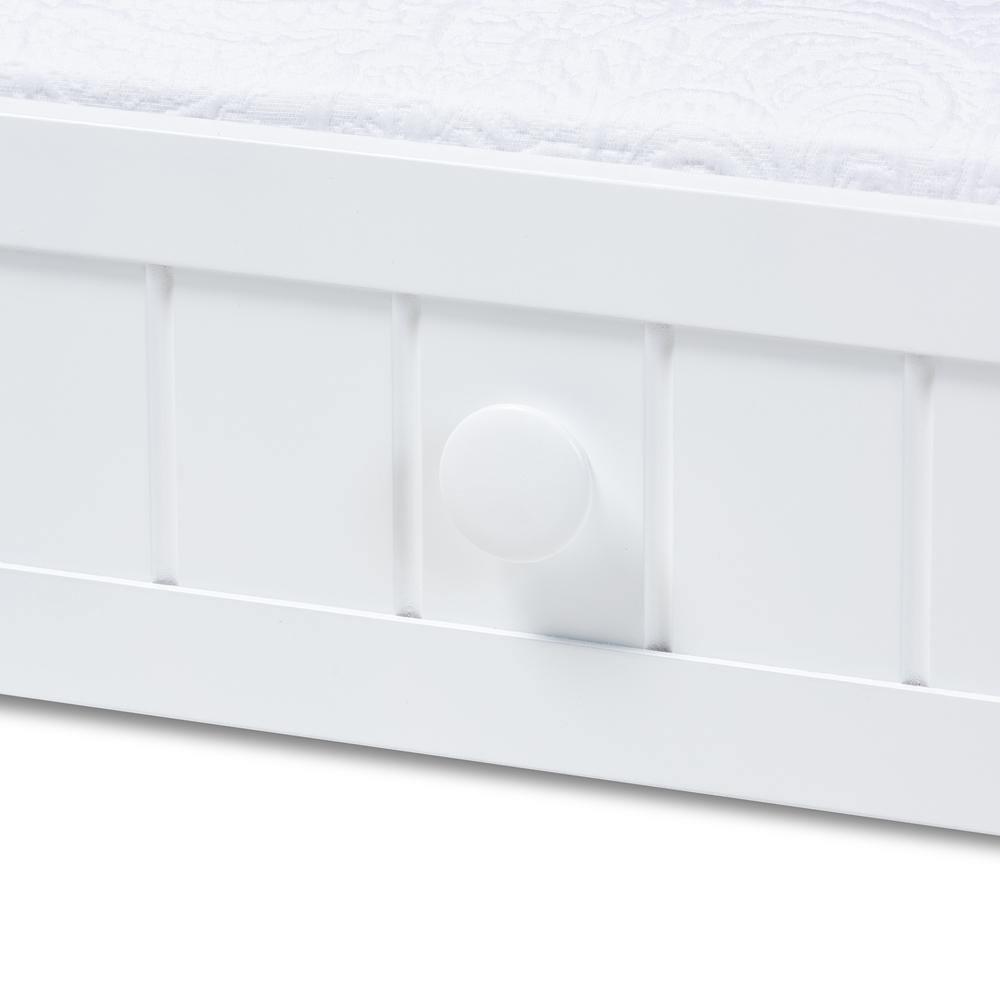 Neves Cottage Farmhouse White Finished Wood Twin Size Trundle FredCo