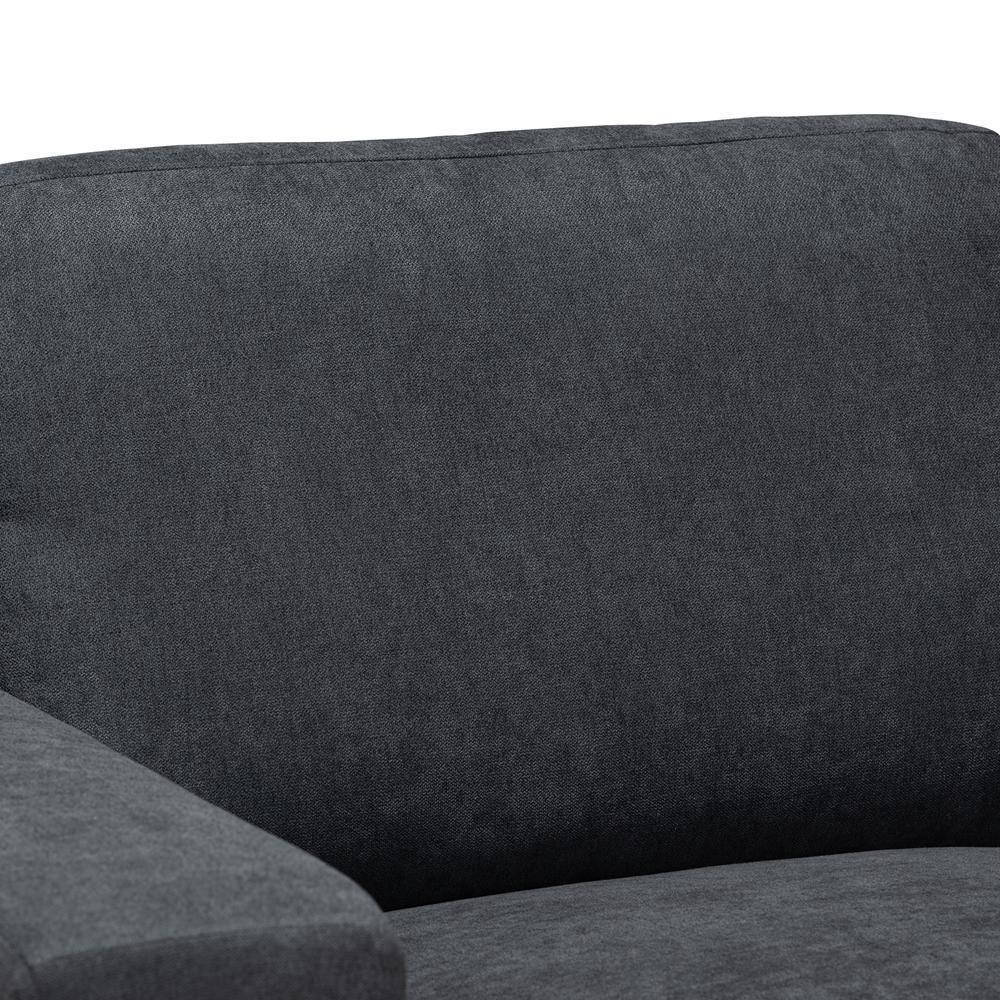 Nevin Modern and Contemporary Dark Grey Fabric Upholstered Sectional Sofa with Right Facing Chaise FredCo
