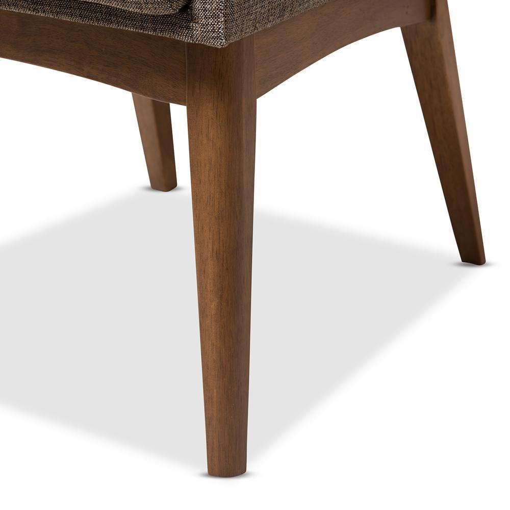 Nexus Mid-Century Modern Walnut Wood Finishing and Gravel Fabric Upholstered Arm Chair (Set of 2) FredCo