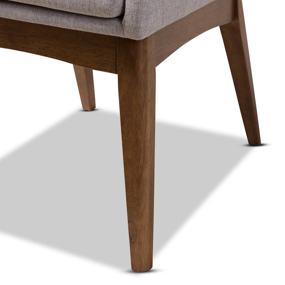 Nexus Mid-Century Modern Walnut Wood Finishing Greyish Beige Fabric Dining Side Chair FredCo