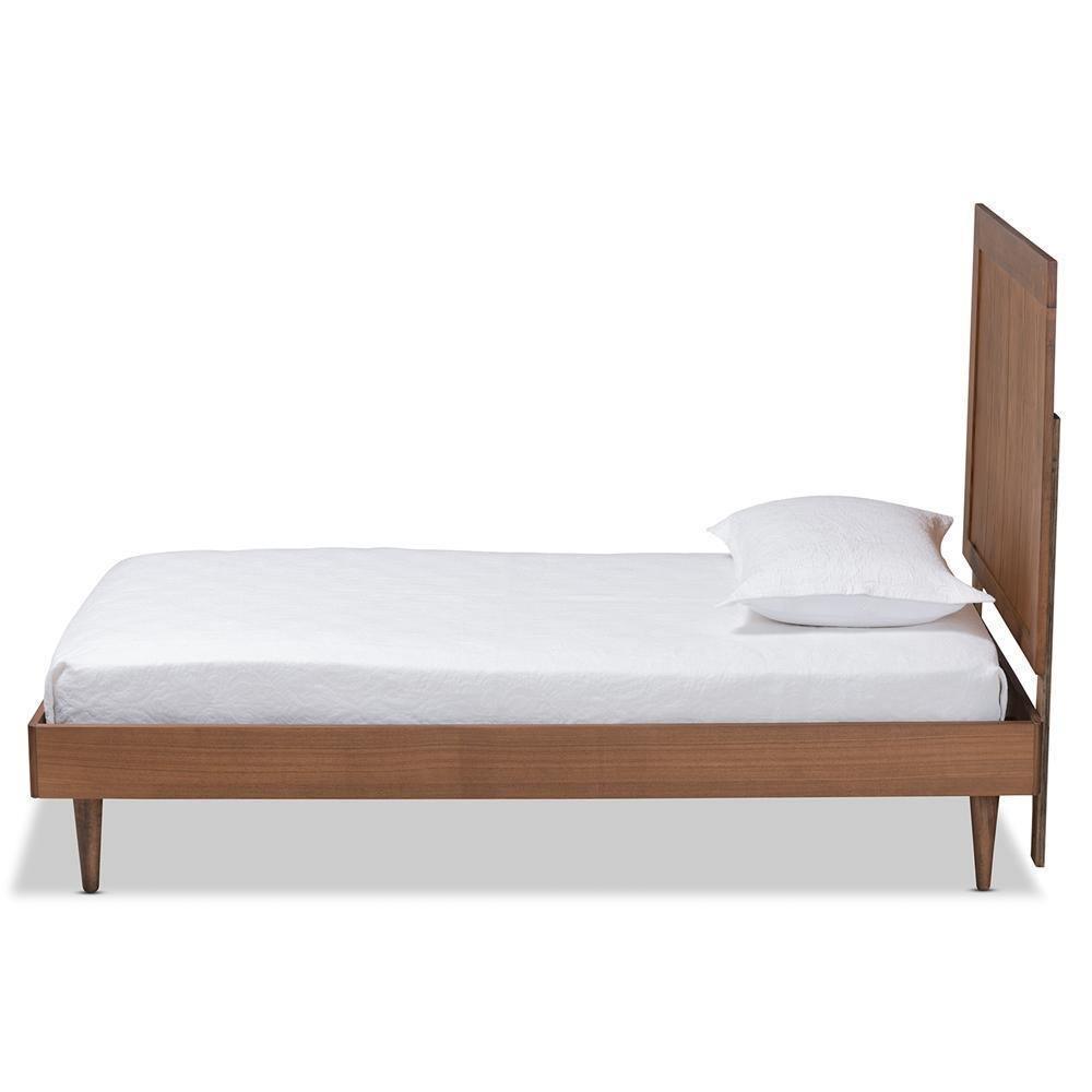 Nicola Mid-Century Modern Transitional Ash Walnut Finished Wood Twin Size Platform Bed FredCo
