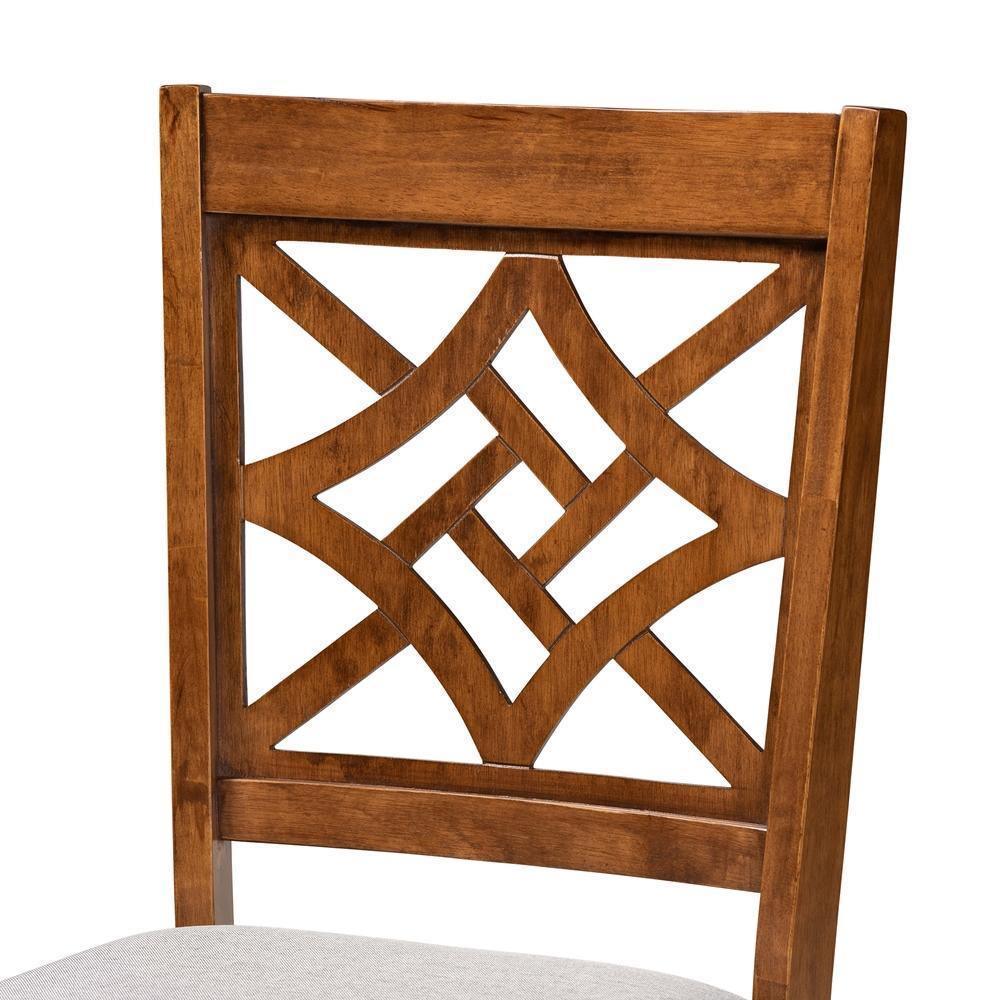 Nicolette Modern and Contemporary Grey Fabric Upholstered and Walnut Brown Finished Wood 7-Piece Dining Set FredCo