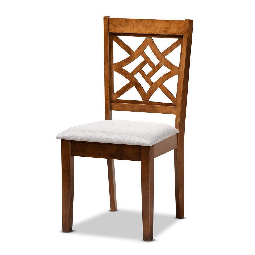 Nicolette Modern and Contemporary Grey Fabric Upholstered and Walnut Brown Finished Wood 7-Piece Dining Set FredCo