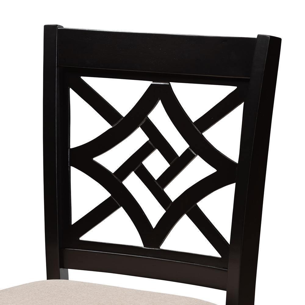 Nicolette Modern and Contemporary Sand Fabric Upholstered and Dark Brown Finished Wood 2-Piece Counter Stool Set FredCo