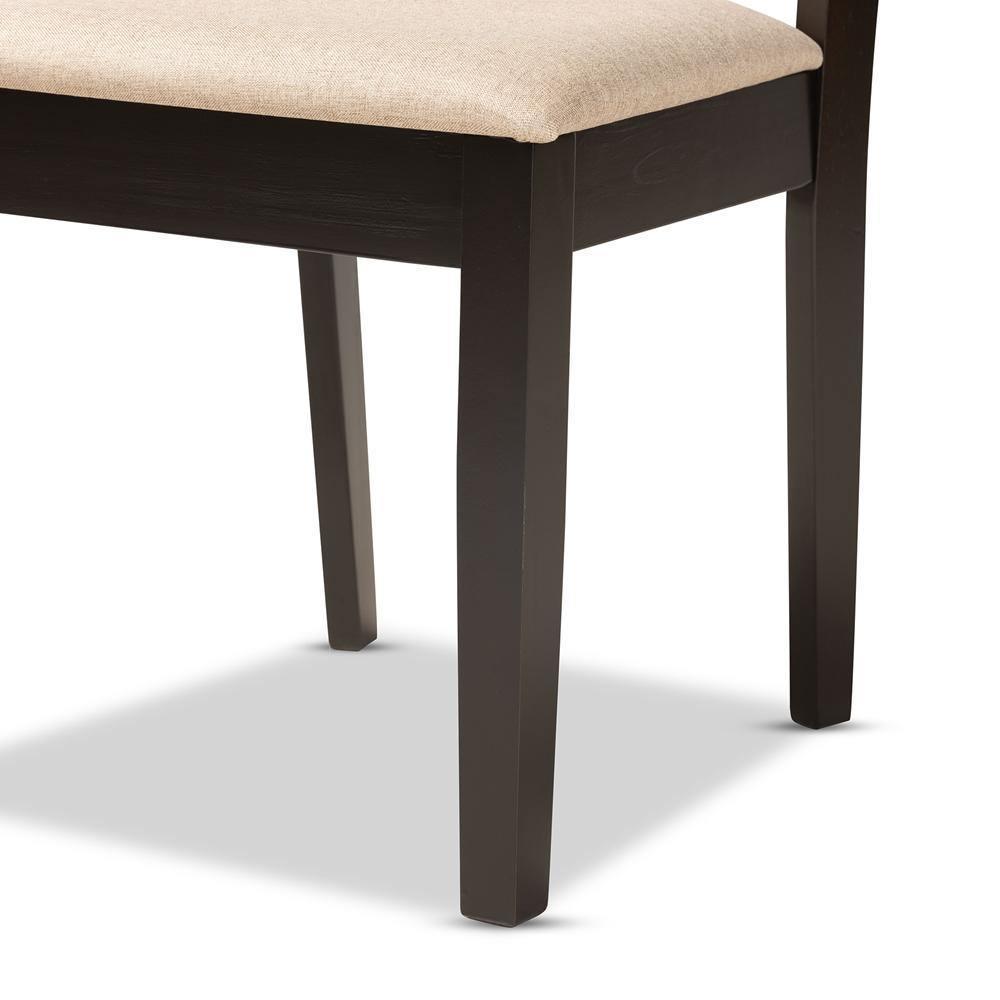 Nicolette Modern and Contemporary Sand Fabric Upholstered and Dark Brown Finished Wood 2-Piece Dining Chair Set FredCo