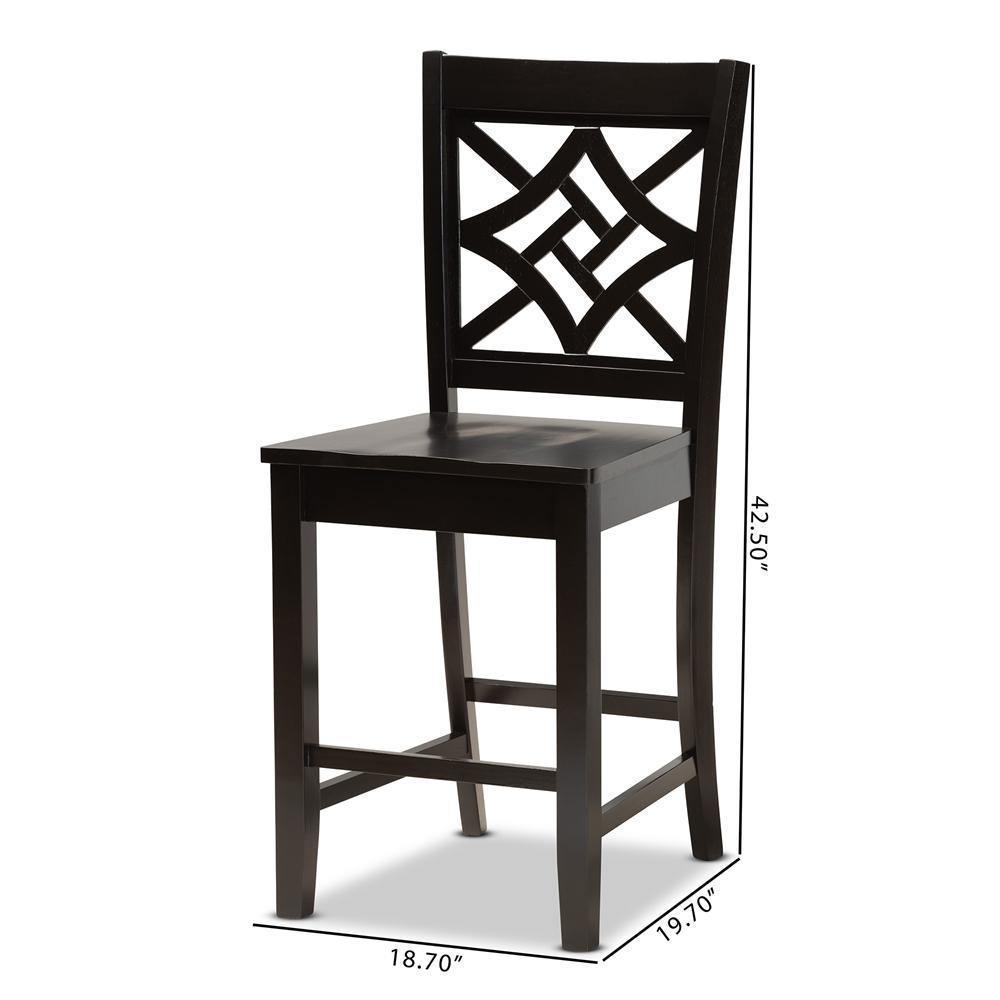 Nicolette Modern and Contemporary Transitional Dark Brown Finished Wood 2-Piece Counter Stool Set FredCo