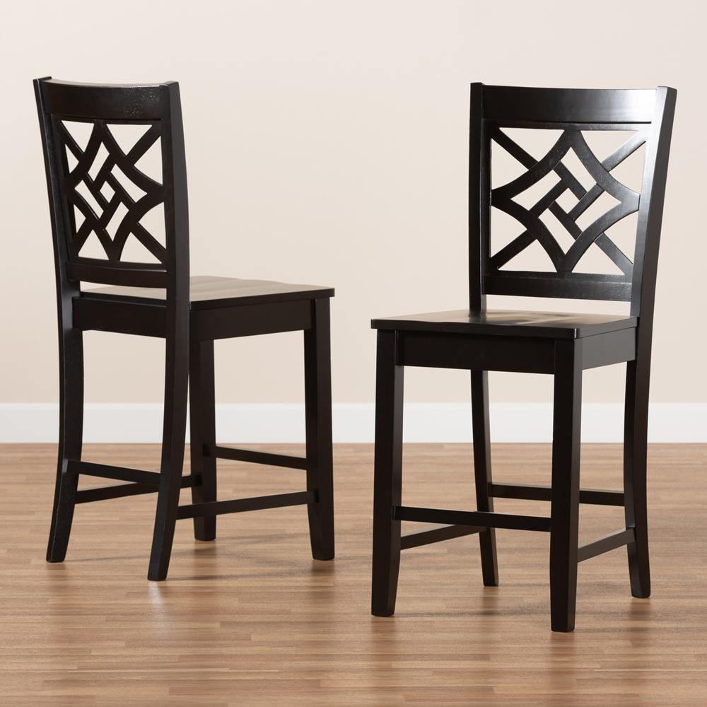 Nicolette Modern and Contemporary Transitional Dark Brown Finished Wood 2-Piece Counter Stool Set FredCo