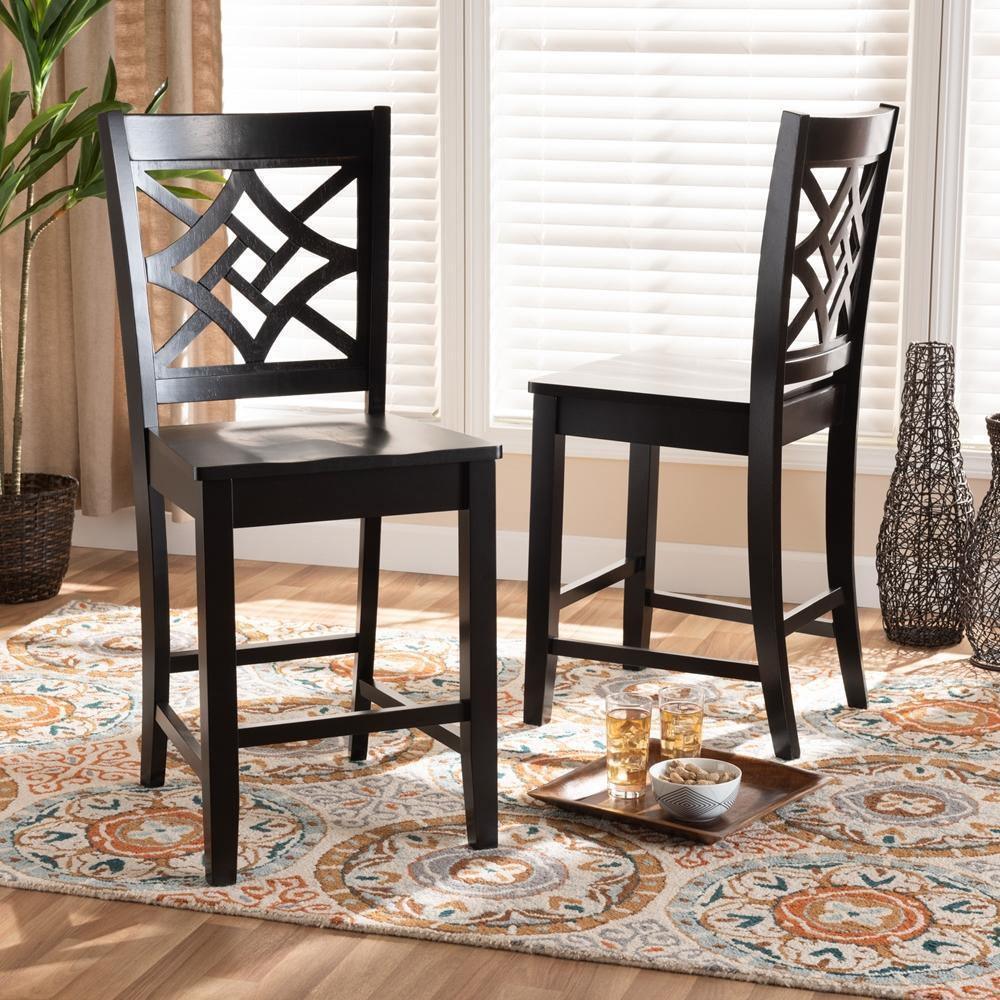 Nicolette Modern and Contemporary Transitional Dark Brown Finished Wood 2-Piece Counter Stool Set FredCo