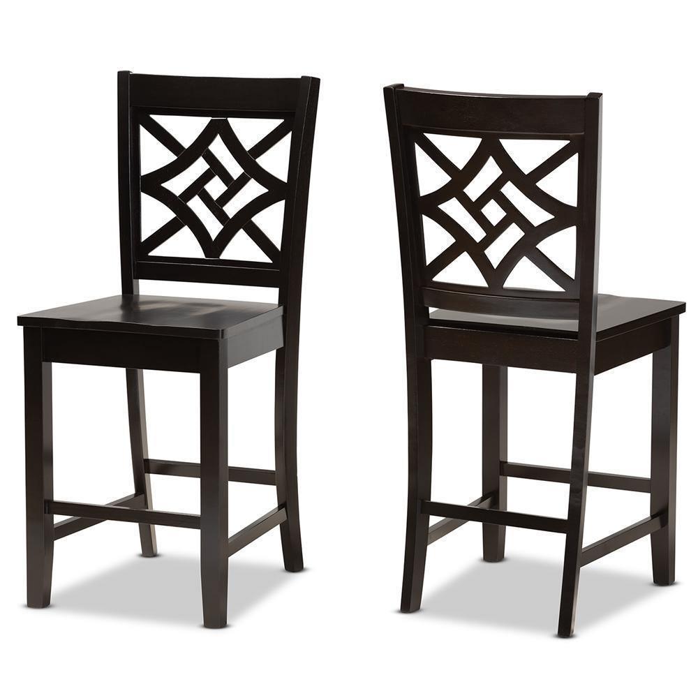 Nicolette Modern and Contemporary Transitional Dark Brown Finished Wood 2-Piece Counter Stool Set FredCo