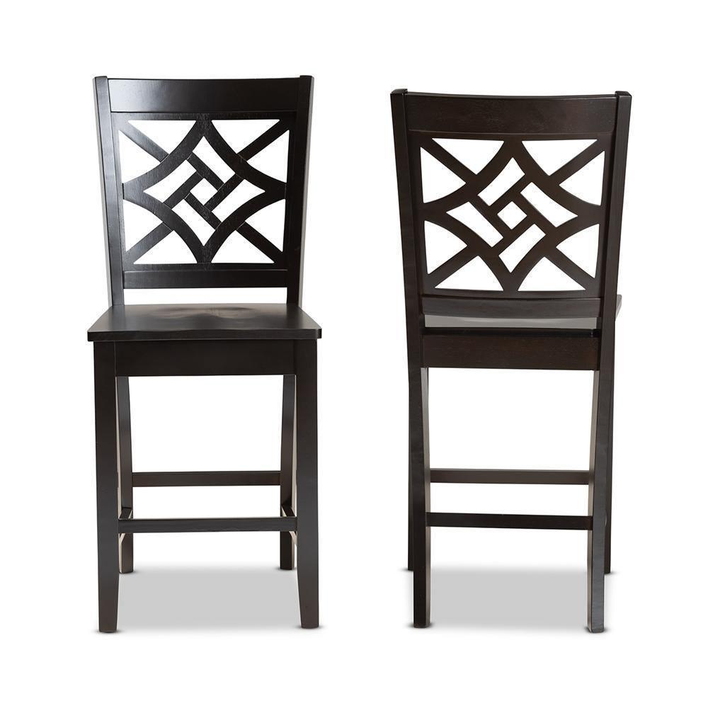 Nicolette Modern and Contemporary Transitional Dark Brown Finished Wood 2-Piece Counter Stool Set FredCo
