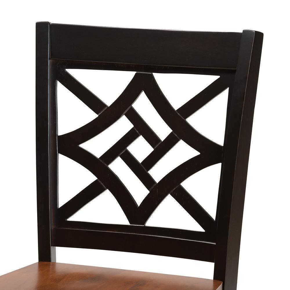 Nicolette Modern and Contemporary Two-Tone Dark Brown and Walnut Brown Finished Wood 2-Piece Counter Stool Set FredCo
