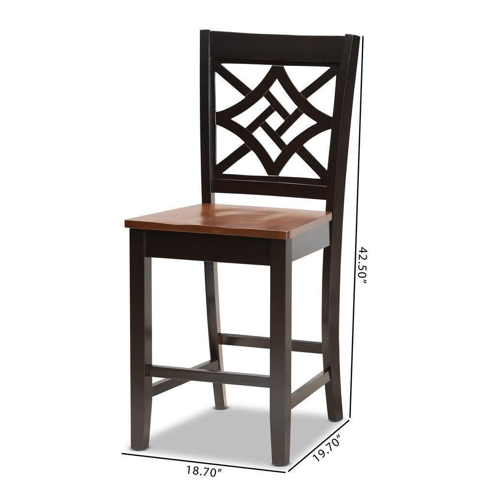 Nicolette Modern and Contemporary Two-Tone Dark Brown and Walnut Brown Finished Wood 2-Piece Counter Stool Set FredCo