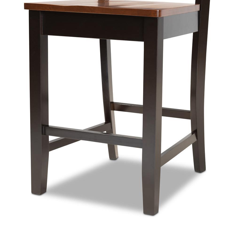 Nicolette Modern and Contemporary Two-Tone Dark Brown and Walnut Brown Finished Wood 2-Piece Counter Stool Set FredCo
